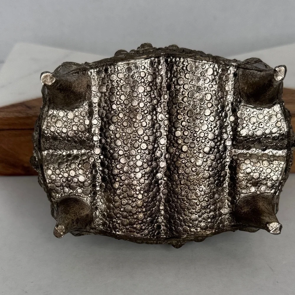 Vintage Ornate Rococo Silver Jewelry Casket with Red Lining